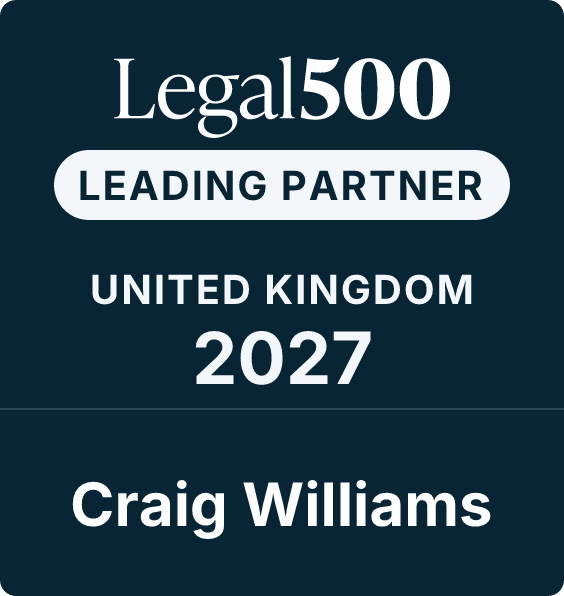 Craig Williams ranked for Commercial litigation by Legal 500 2027