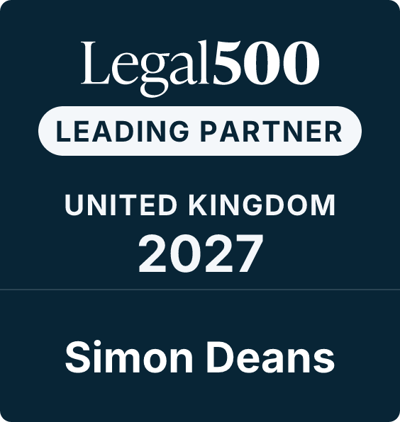 Simon Deans ranked for Corporate and Commercial by Legal 500 2027