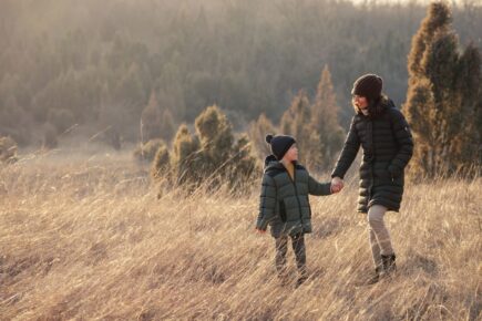 Mother and son on a country walk