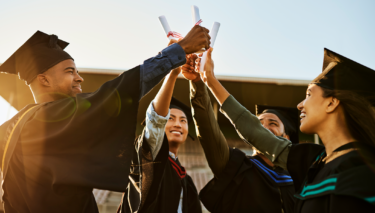 Students celebrating graduation