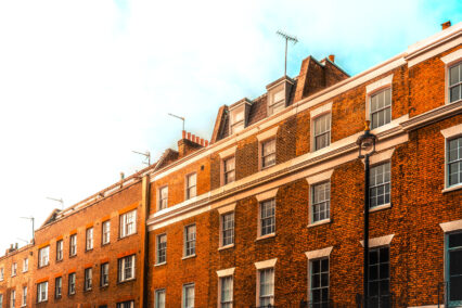 Old brick apartment buildings in London