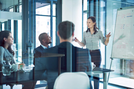 People having a team meeting in the office